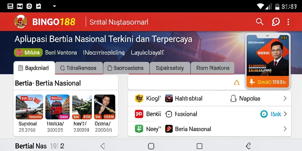 Antarmuka BINGO188 menampilkan berita nasional terkini dengan jelas.