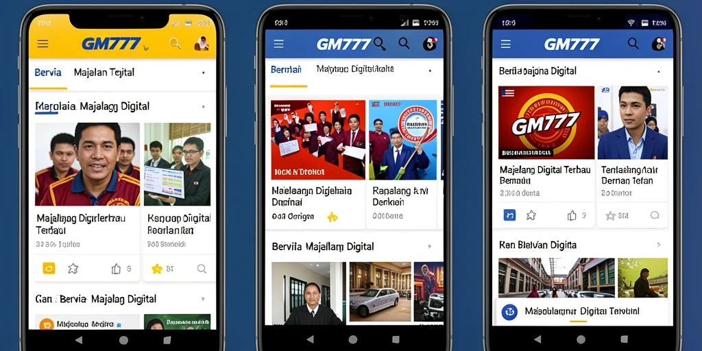 Antarmuka GM777 yang menarik dan mudah digunakan untuk berita digital.