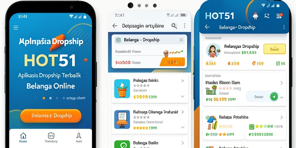 Tampilan antarmuka HOT51 yang intuitif untuk belanja Dropship.