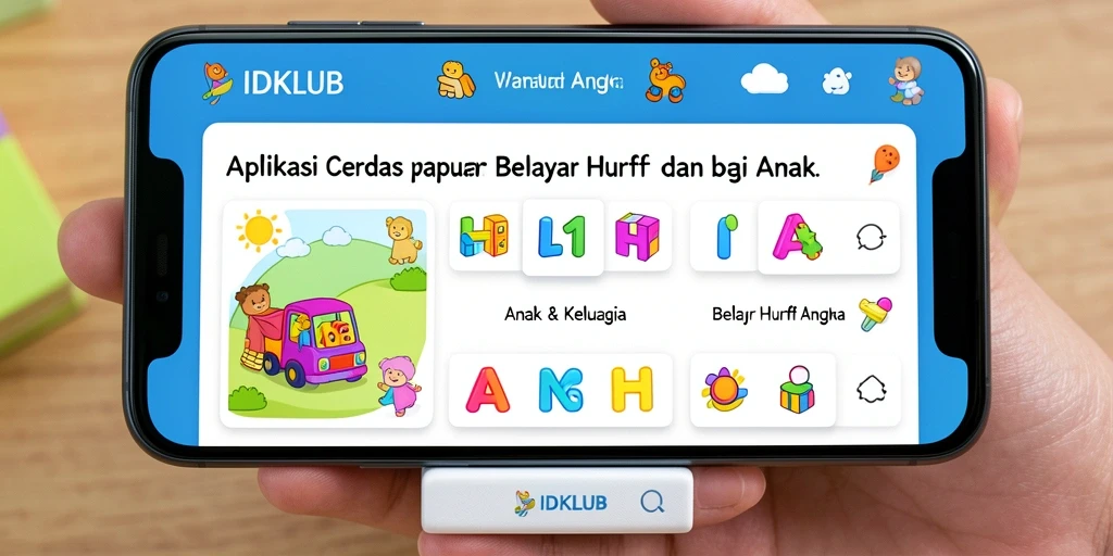 Tampilan antarmuka IDKLUB yang ramah anak dan edukatif.