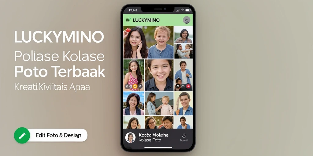 Tampilan antarmuka LUCKYMINO saat membuat kolase foto.
