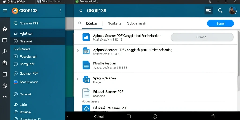 Tampilan antarmuka aplikasi Scanner PDF OBOR138 yang modern dan ramah pengguna.
