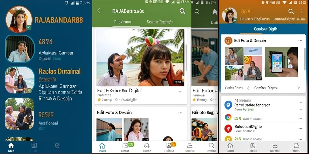 Tampilan antarmuka RAJABANDAR88 dengan berbagai fitur edit foto.