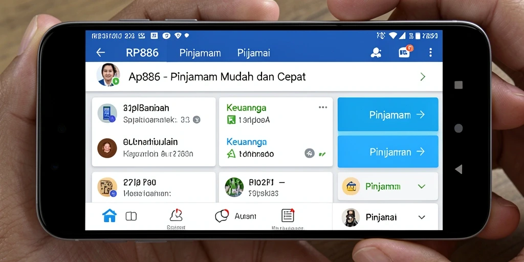 Tampilan antarmuka pengguna aplikasi Pinjaman RP886 yang sederhana dan informatif.