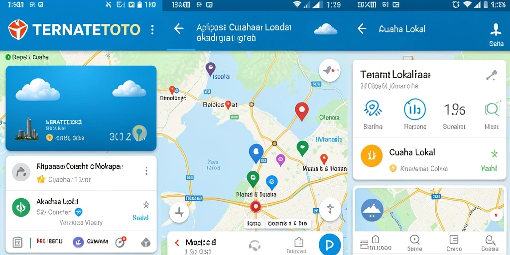 Antarmuka aplikasi Cuaca Lokal TERNATETOTO yang informatif dan interaktif.